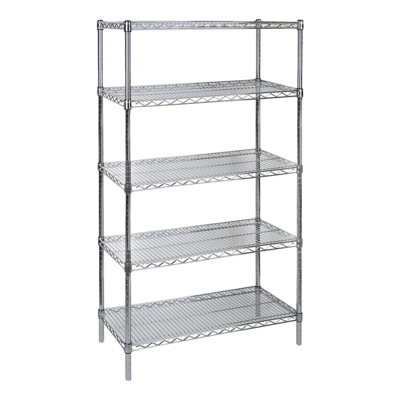 Wire Shelving Unit - Chromate - Heavy-Duty Starter Kit - 36" x 14" x 74" - 5 Shelf - 2000 lb Capacity