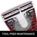 Sanitaire SC886G underside, tool-free maintenance