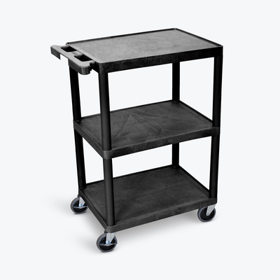 LUXOR STC222-B Flat-Shelf Cart - Three Shelves