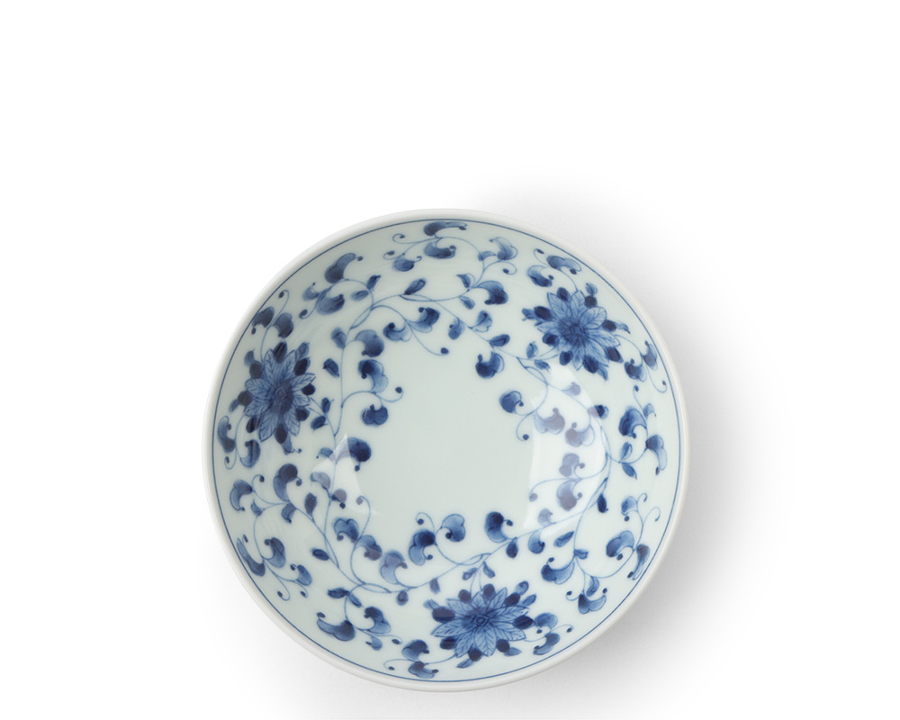 Blue Bowl Kiku Karakusa 5.25"