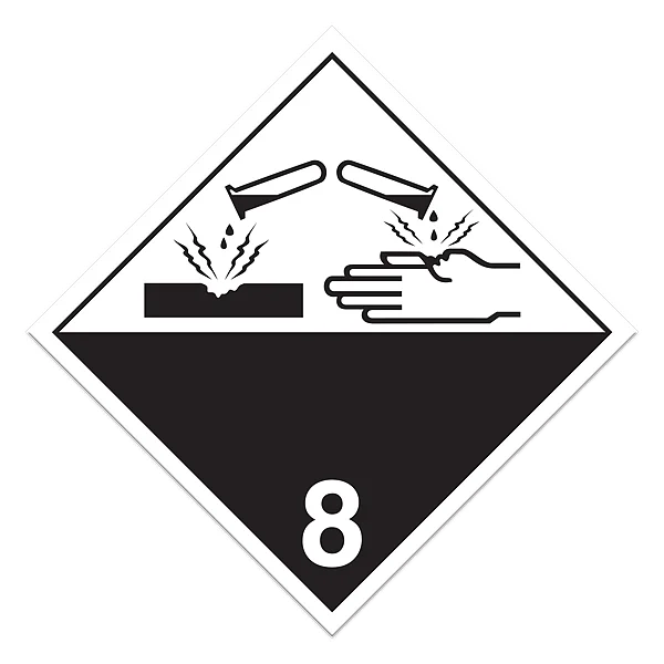 Corrosive Placard - 10-3/4" x 10-3/4" - Tagboard - Class 8