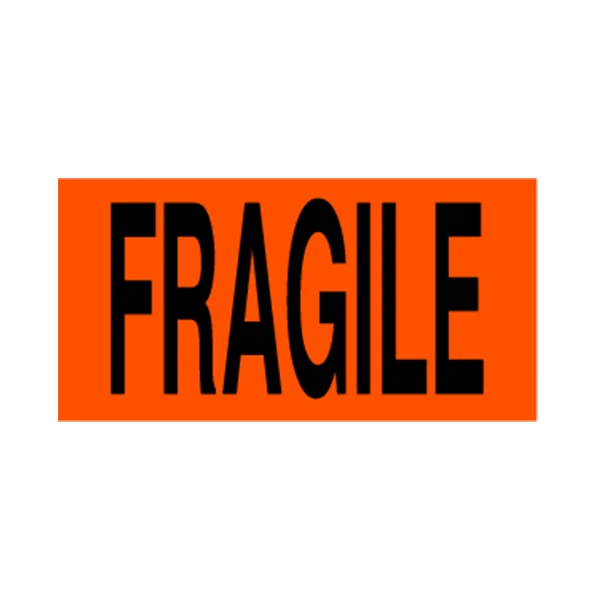 Fragile Label - 3" x 5" - Fluorescent Red