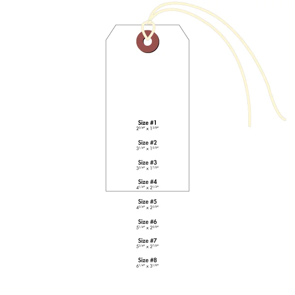 #4 Cardstock Tag Pre-Strung - White