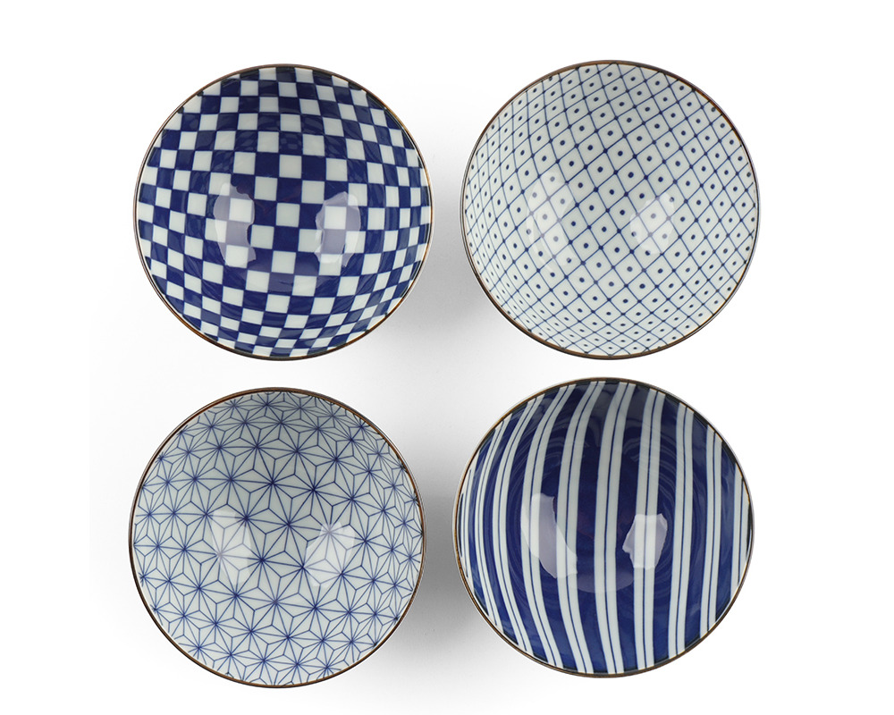 Blue & White 4.5" Rice Bowl Set