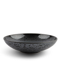 Bowl Serving 11.25" Silver Black Granite