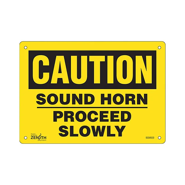 Sound Horn Proceed Slowly Sign - 10" x 7" - Plastic - English