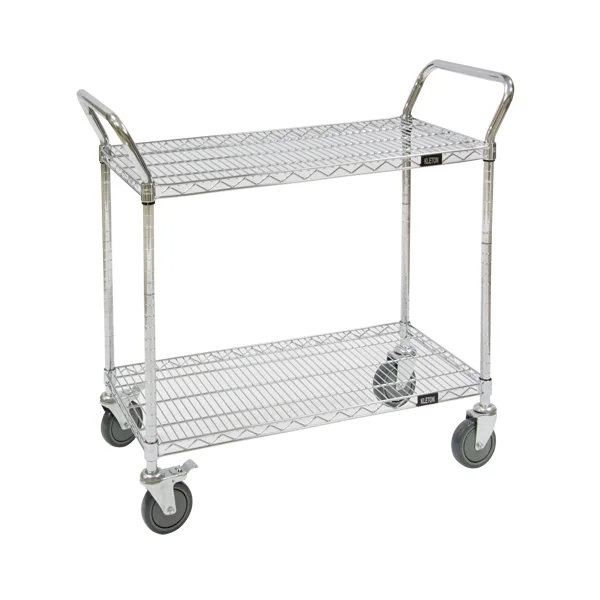Wire Mesh Cart - 36" x 24" x 39" - 800 lb Capacity - Chrome - 2 Shelf