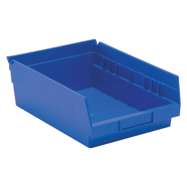 Shelf Bin - Plastic - 8-3/8" x 11-5/8" x 4" - 30 lb Capacity - Blue