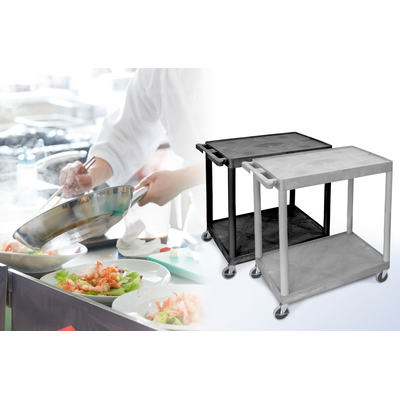 LUXOR HE38-B Utility Cart - Two Shelves Structural Foam Plastic