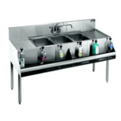 Krowne 18-53C Standard 1800 Series Underbar Three Compartment Sink Unit