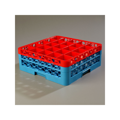 Carlisle RG25-2C410 25-Compartment Blue Glass Rack with 2 Red Ex