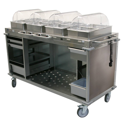 Cadco CBC-HHHH-LST-4 MobileServ® Mobile Hot Buffet Cart (4) Hot Full Size Buffet Servers