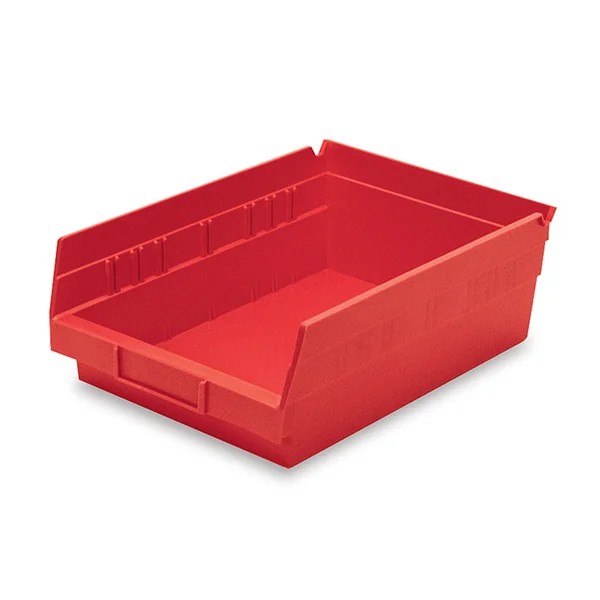 Shelf Bin - Plastic - 8-3/8" x 11-5/8" x 4" - 15 lb Capacity - Red