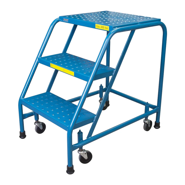 Rolling Step Ladder - Spring Loaded - 3 Step - 18" Wide - 300 lb Capacity