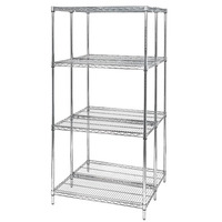Quantum WR74-2448C Wire Shelving Starter Kit, 48"W x 24"D x 74"H, 600 ‐ 800 lb. Capacity