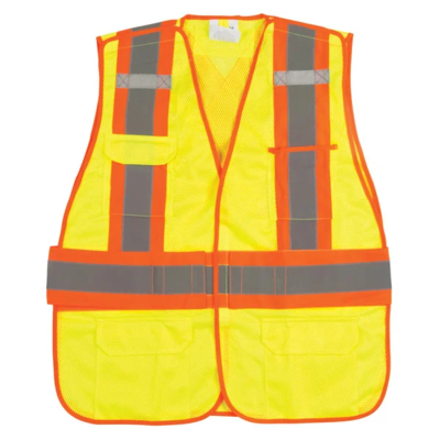 Safety Vest - Surveyor - Flame Resistant - CSA Class 2 Level 2 - Medium - High Visibility Lime Yellow