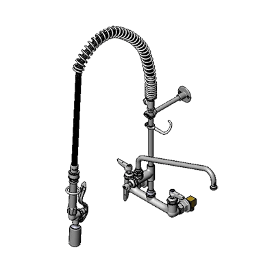 T&S Brass B-0133-14CRBJSX Pre-Rinse Unit Easyinstall Wall Mount Mixing Faucet With Adjustable 8" Centers