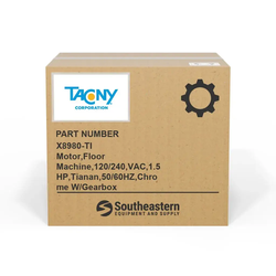 Tacony - X8980-TI - Motor,Floor Machine,120/240,VAC,1.5HP,Tianan,50/60HZ,Chrome W/Gearbox
