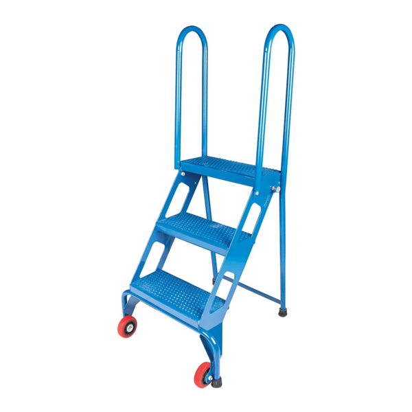 Portable Folding Ladder - 3 Step - Steel - 350 lb Capacity
