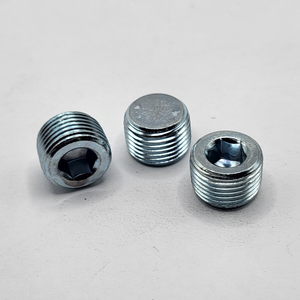 3/8" - 18 NPTF HEX SOCKET PIPE PLUG STEEL ZINC TRIVALENT CLEAR