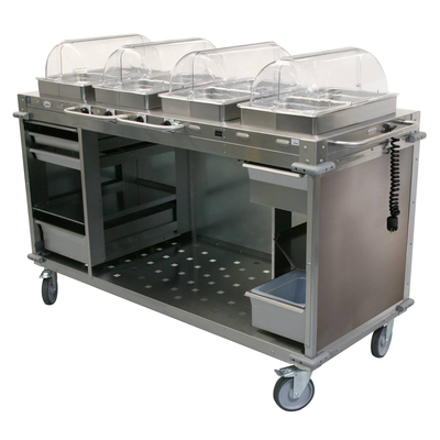 Cadco CBC-HHHH-LST MobileServ® Mobile Hot Buffet Cart (4) Hot Full Size Buffet Servers