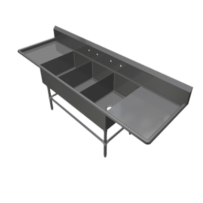 John Boos 3PB18-2D18 3-Compartment Sink