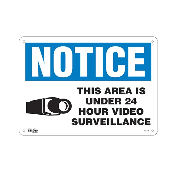 Area Under Surveillance Sign - 14" x 10" - Aluminum - English
