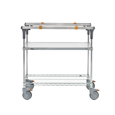 Metro MS1836-FGBR PrepMate MultiStation 36" Prep Station, Solid Galvanized top shelf and Brite Zinc Wire bottom shelf with Chrome posts