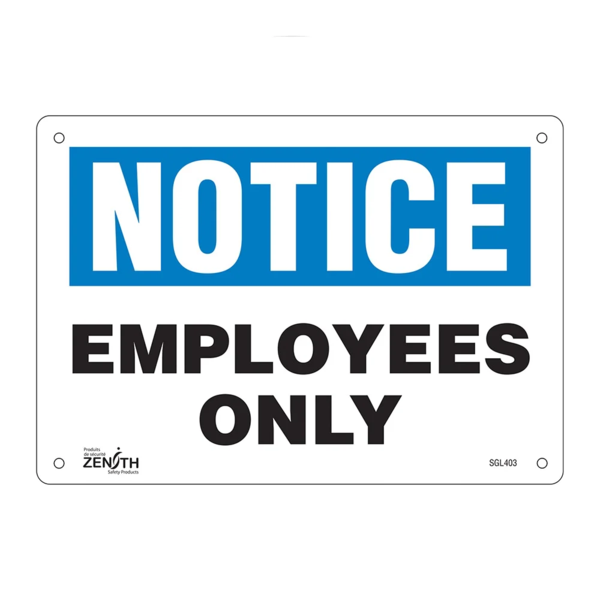 Employees Only Sign - 10" x 7" - Aluminum - English