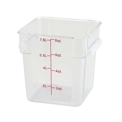Winco PCSC-8C 8 qt Polycarbonate Square Food Storage Container