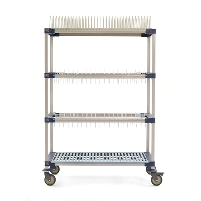 MetroMax 4 MAX4-PR48VX3 Mobile Drying Rack with Two Drop-Ins, One Tray Rack and One Bulk Shelf, 26" x 50" x 68"