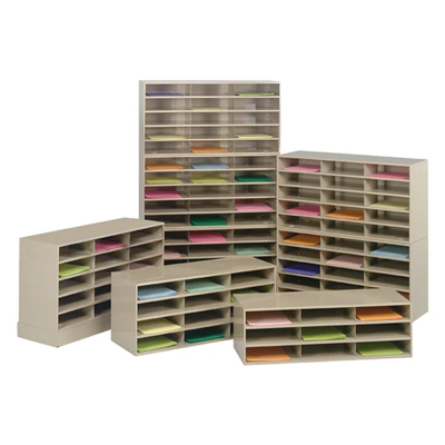 Literature Organizer - Steel - 33-3/4" x 11-5/8" x 14-1/4" - 12 Compartment - Tan