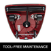 Sanitaire SC679K underside, tool-free maintenance
