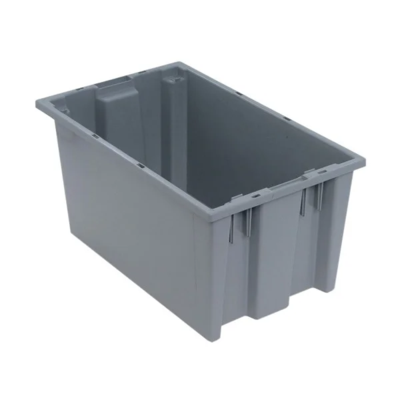 Stack and Nest Tote - Polyethylene - 18" x 11" x 9" - 6/Case - Grey