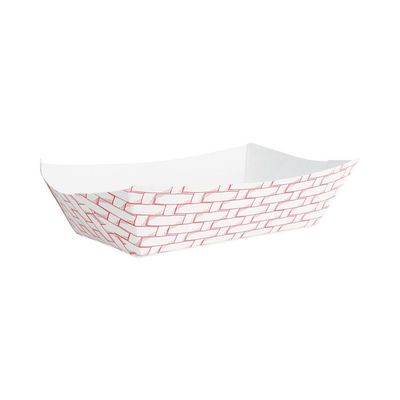 Boardwalk BWK30LAG500 Paper Food Baskets, 5 lb Capacity, Red/Whi