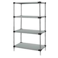 Quantum WRS4-74-2436SS Solid Shelving Starter Kit, 36"W x 24"D x 74"H, 600 ‐ 800 lb. Capacity