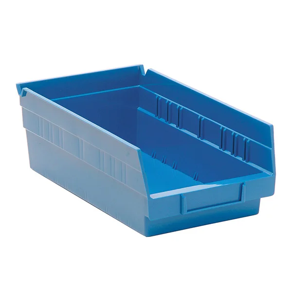 Shelf Bin - Plastic - 11-5/8" x 6-5/8" x 4" - 30 lb Capacity - Blue