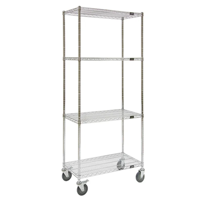 Wire Shelf Cart - 48" x 18" x 69" - 800 lb Capacity - Chrome - 4 Shelf