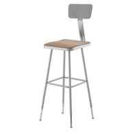 NPS 6330HB NPS® 32"-39" Height Adjustable Heavy Duty Square Seat Steel Stool with Backrest