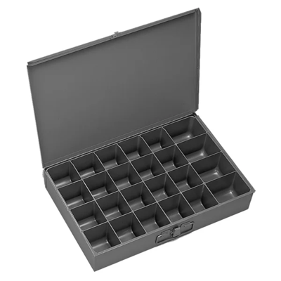 Scoop Compartment Box - Steel - 18" x 12" x 3" - 24 Compartment - Grey