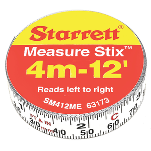 STARRETT SM412ME 1/2 x 3.65m/12ft, English/Metric (Left-to-Right)