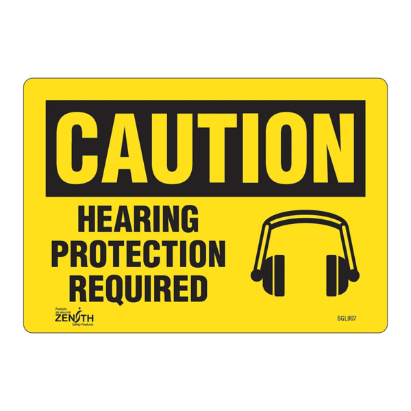 Hearing Protection Required Sign - 10" x 7" - Vinyl - English