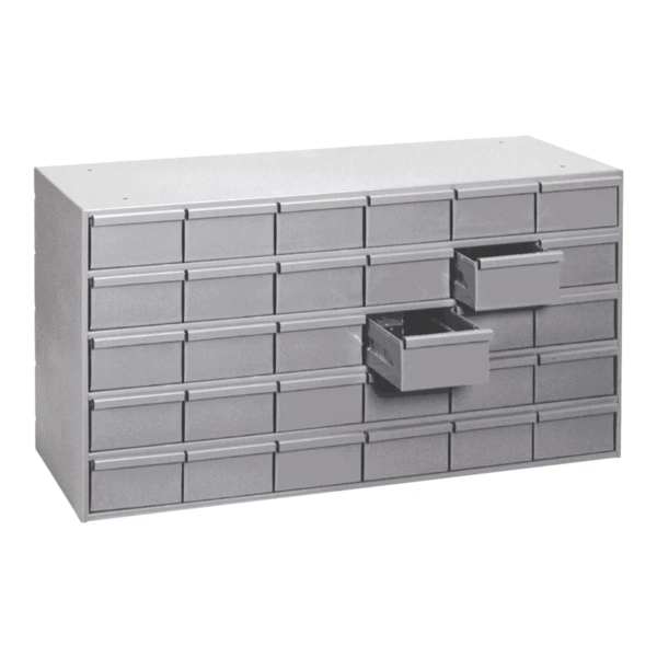 Drawer Cabinet - Steel - 33-3/4" x 17-1/4" x 21-1/8" - 30 Drawer - Grey