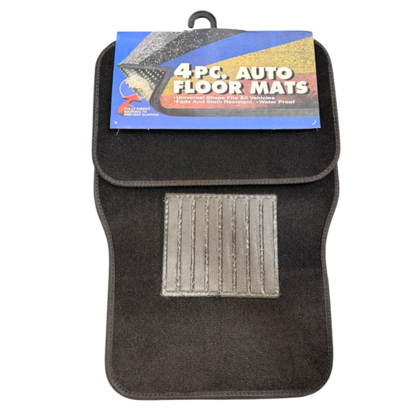 4 Piece Black Floor Mat Set