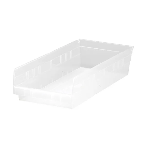 Shelf Bin - Plastic - 8-3/8" x 17-7/8" x 4" - 40 lb Capacity - Clear