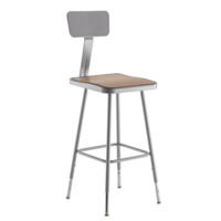 NPS 6324HB NPS® 25"-33" Height Adjustable Heavy Duty Square Seat Steel Stool with Backrest