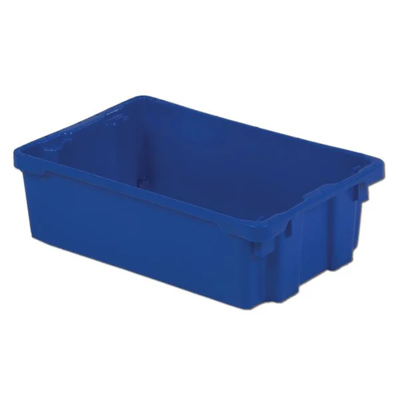Stack and Nest Container - Polyethylene - 20-1/10" x 13" x 6-1/5" - 0.6 cu ft - Blue