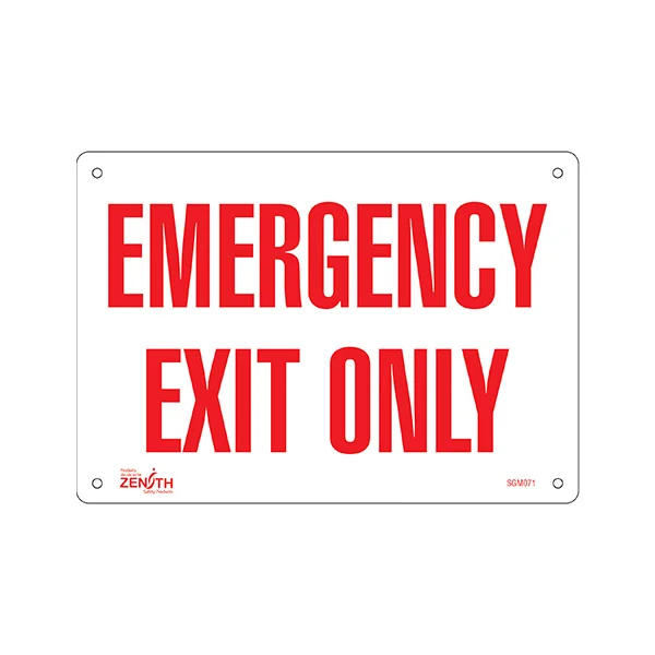 Emergency Exit Only Sign - 10" x 7" - Plastic - English