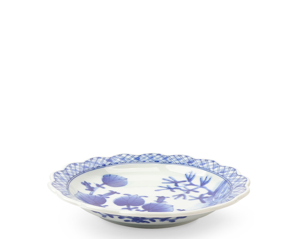 Blue & White Grass & Lattice 7.5"