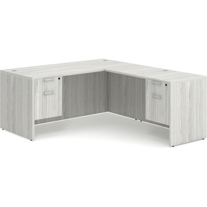 CLALD1035- Classic L-Shape Desk 60" W x 30" D with 47" Return and 2 Box/File Pedestals- Silver Birch